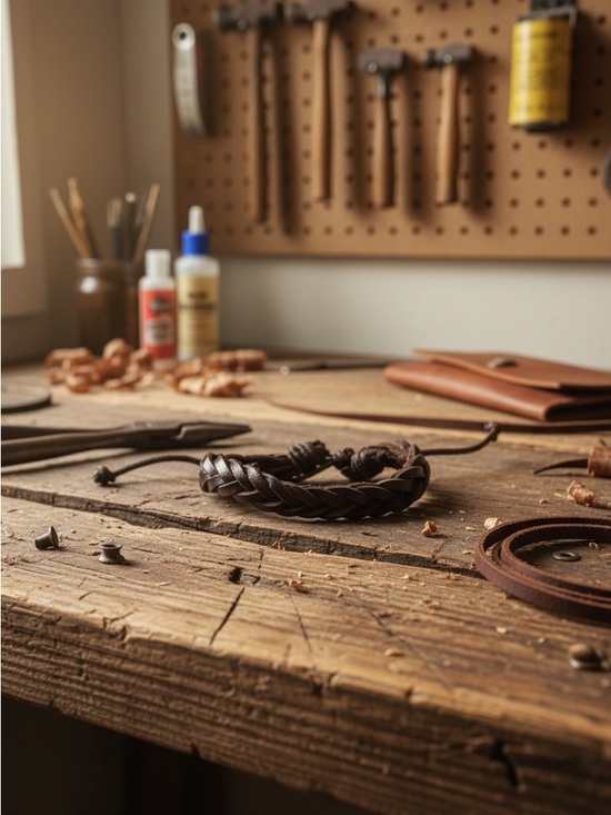 Hand Crafted Other - Hand Crafted Dark Brown Braided Leather Bracelet